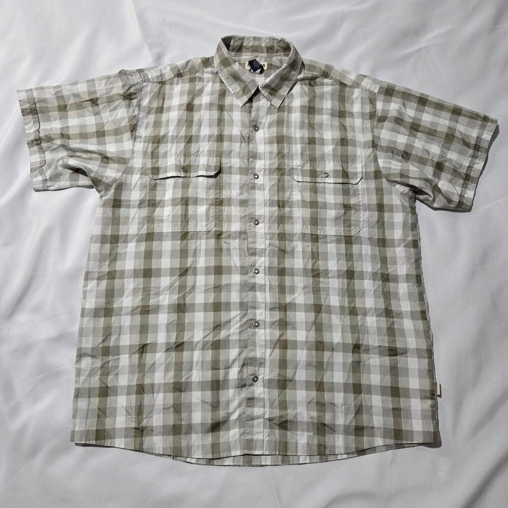 Magellan Sportswear Mens XL Plaid Short Sleeve Snap Front Fishing Shirt Green